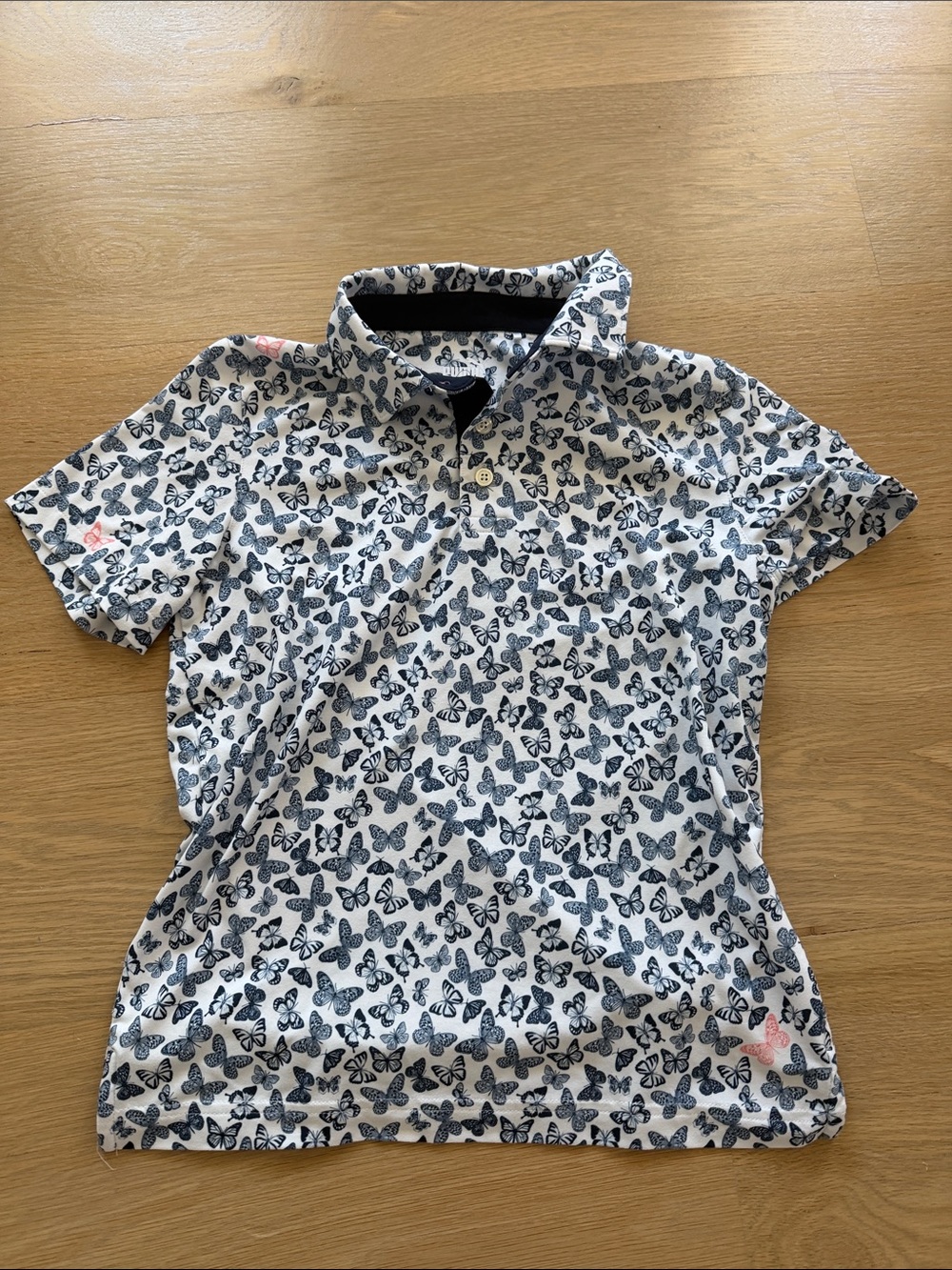 Puma Girls White Polo with Navy Butterfly Print